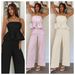 Women's European American Style Spring Summer Casual Camisole Strapless High Waisted Wide Leg Trousers Slimming Elegant Vacation Fashion Set_ecoleips.com