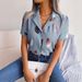 2026 Spr/Summer European And American Style Feather Collar Loose Short-Sleeve Shirt Cross-Border Women's_ecoleips.com