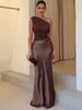 New Solid Color Off-Shoulder Sleeveless Backless Skirt Dress_ecoleips.com