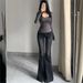 Women's Korean Style V Neck off Shoulder Long Sleeve T-Shirt Slim Fit High Elasticity Spring Summer Innerwear Alluring Face Mask Top_ecoleips.com