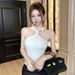Stylish Knot Sleeveless Cross-Strap Tank Top For Women, Summer Hot Girl Sexy Slim Off-Shoulder Fashion High-End_ecoleips.com