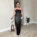 Women's Clothing Hot Diamond Tube Top Hip Wrapped Elastic Back Slit Dress_ecoleips.com