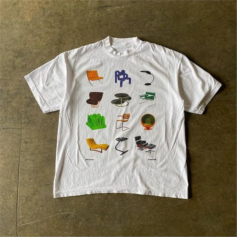 Retired Harajuku Style Vintage Peach Blossom Print T-Shirt, Loose Fit Oversized Cotton Tee, Artistic Short Sleeve Top For Women_ecoleips.com