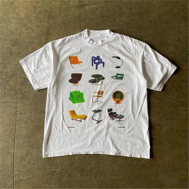 Retired Harajuku Style Vintage Peach Blossom Print T-Shirt, Loose Fit Oversized Cotton Tee, Artistic Short Sleeve Top For Women_ecoleips.com