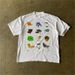 Retired Harajuku Style Vintage Peach Blossom Print T-Shirt, Loose Fit Oversized Cotton Tee, Artistic Short Sleeve Top For Women_ecoleips.com