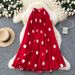 Women's Clothing Retro Polka Dot Pleated Midi Skirt For Women, High Waisted A Line, Slimming, Draped Long Skirt For Commuting._ecoleips.com