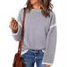 Women's Clothing Oversized Knit Sweater With Color-Block Detail – Cozy Acrylic Round-Neck Pullover For Women_ecoleips.com