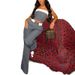 Women's color contrast vest wide leg suit pants fashion casual two sets_ecoleips.com