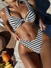 Women's Clothing Split Swimsuit Black And White Contrast Sexy Bikini_ecoleips.com
