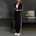 Women's Autumn/Winter Striped Patchwork Cardigan And High-Waisted Straight-Leg Pants Two-Piece Set_ecoleips.com