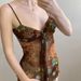 European And American Retro Color-block Printed V-neck Camisole For Women, 2025 Spring Collection, Slim-fit, Ruched,_ecoleips.com