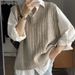 2025 New Women's Sweater Vest, Loose Fit, Plus Size, Stylish Knitted Collar, Sleeveless Top For Women_ecoleips.com