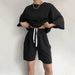 Women's casual suits for women half-sleeved round neck loose short-sleeved drawstring shorts two-piece suit_ecoleips.com