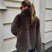 Women's Elegant Faux Fur Coat – Mid-Length Winter Jacket With Notched Collar, Eco-Friendly Plush Outerwear (Dark Brown, White, Beige, Black)_ecoleips.com