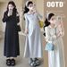 Autumn Winter New Korean Fashion Half High Collar Zipper Knitted Maternity Dress_ecoleips.com
