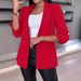 Women's Long-Sleeved Solid-Color Cardigan Suit Jacket For Autumn And Winter_ecoleips.com