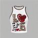 European Size Women's Sleeveless Top Love Letter Print Casual Summer Top with Back 2025 New Cross Border_ecoleips.com