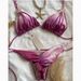 Women's Clothing Tie Dye Bikini Sexy Triangle Cup Drawstring Strap Two Piece Swimsuit Regular Fit Polyester_ecoleips.com