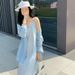2025 Spring Summer New Style Tummy Control Slimming Tencel Waist Shirt Strap Satin Dress Two-Piece Set For Women_ecoleips.com