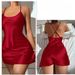 Daenerys Summer New Sexy Backless Ice Camisole Nightgown Short Dress Homewear Women Imitation Silk Nightdress_ecoleips.com