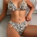Women's Clothing Women's Leopard Print Metal Pendant Split Swimsuit Bikini_ecoleips.com