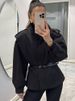 K Women's New Arrivals Stand-Up Collar Design Slim-Fit Shrinkage Irregular Short-Length Windbreaker Coat_ecoleips.com