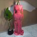 Women's Long Sleeve Chiffon Ruffle Dress - Elegant Floral Print Party Gown With Sheer Mesh_ecoleips.com