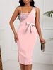Verve 2025 New Women's Solid Color Sexy Sequin Split With Belt Single Shoulder Adjustable Buckle Evening Nightclub Dress_ecoleips.com
