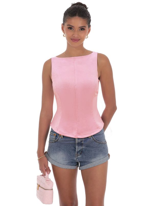 Voya European And American Women's Summer New Tops, Solid Color Sleeveless Back-tie Open-back Waist-cinching Stylish T-shirt_ecoleips.com