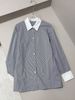 Women's Striped Shirt Long Sleeve Cardigan Color Blocked Collar Loose Fit Top Elegant Fashion England Style Spring/Autumn Summer_ecoleips.com