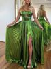 Women's Clothing Women's Halter Neck Dress Sexy Evening Dress Slit Sleeveless Gold Backless_ecoleips.com