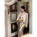 2026 Spring Fashion Maillard Outfit: Jacquard Fabric Elegant Coat + Slimming Acetate Satin Camisole Dress For Women_ecoleips.com