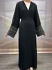 Verve 2025 Muslim Clothing Fashion Elegant Pocket Cardigan Embroidered Tie Dress Robe_ecoleips.com