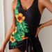 Women's Modest Tankini Swimsuit Set - Floral Print High-Neck Bikini Top & Swim Skirt (2-Piece)"_ecoleips.com