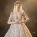 Princess Sleeves, Petite-Friendly Wedding Dress For Outdoor/Church Ceremony (Floor-Length, Sweep Train)_ecoleips.com
