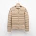 Pinghu Lightweight Women's Shot Autumn Winte New Simple Round Neck Wam Solid Colo Long Sleeve Down Jacket Inne_ecoleips.com
