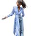A Versatile Women's Shirt With A Lace-Up And Cinched Waist, A Niche Striped Top For Women In Autumn And Winter_ecoleips.com