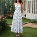 Women's Clothing Summer Style Elegant French Dress For Women Fashion Print Beach Vacation Suspender Maxi Dress With Waist Cinching_ecoleips.com