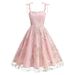 European And American Foreign Trade Suspender Embroidered Dress Retro Hepburn Dress Fashionable New Lace-up Dress_ecoleips.com