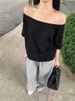 Slant Shoulder Loose Spice Girl Short-sleeved T-shirt Women's Summer New Casual Irregular Solid Color Versatile Student Top_ecoleips.com