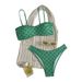 Trendy Swimwear Printed Triangle Cup Bikini Women's Tie Neck Thong Two Piece Swimsuit European American Style New_ecoleips.com
