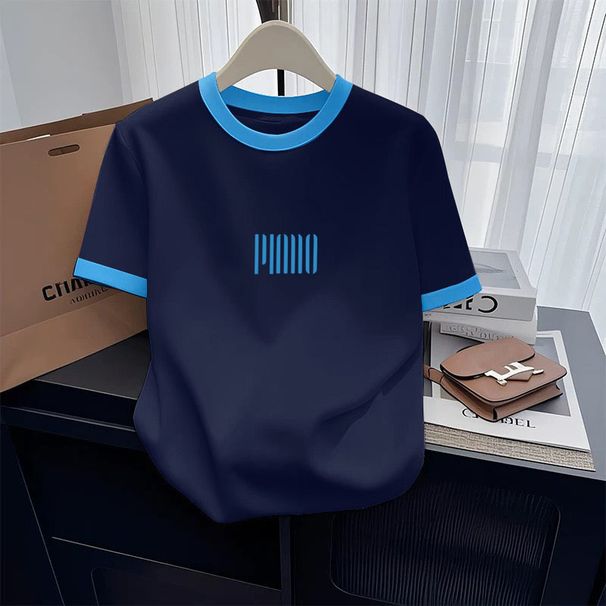 Dark Grey Cotton Crew Neck Short Sleeve T-Shirt Korean Style Fashionable Versatile Top For Women Trendy Brand 2026_ecoleips.com