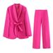 Cross-Border European American Spring And Autumn Women's New Style Dress With Belt Small Suit Jacket + Casual Pants Set_ecoleips.com