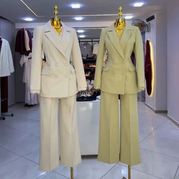 Professional Formal Suit Set for Women with Lace Trim High-End Solid Color Straight Leg Trousers Versatile New 2026_ecoleips.com