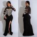 Women’s Clothing sexy hot diamond perspective stitching slim fit slit stretch dress_ecoleips.com