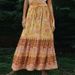Women's Clothing Summer Floral A Line Skirt, Elastic High Waist_ecoleips.com