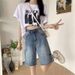 Women's High Waist Distressed Denim Shorts - Summer Blue Ripped Casual Boho Shorts With Stretch Mid-Length Loose Fit Capri Pants For Women_ecoleips.com