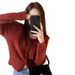 Women's Square Neck Knit Cardigan Thin Long Sleeve Open Front Sweater Casual Short Top Trendy Fashion_ecoleips.com