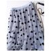 Ew A-line large swing skirt, flocked love polka dot half skirt, spring and autumn women's mid length slimming gauze skirt, summer mesh skirt_ecoleips.com