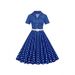 Women's Polka Dot Dress Short Sleeved French Style Long Skirt European And American Cross Border Fashion_ecoleips.com